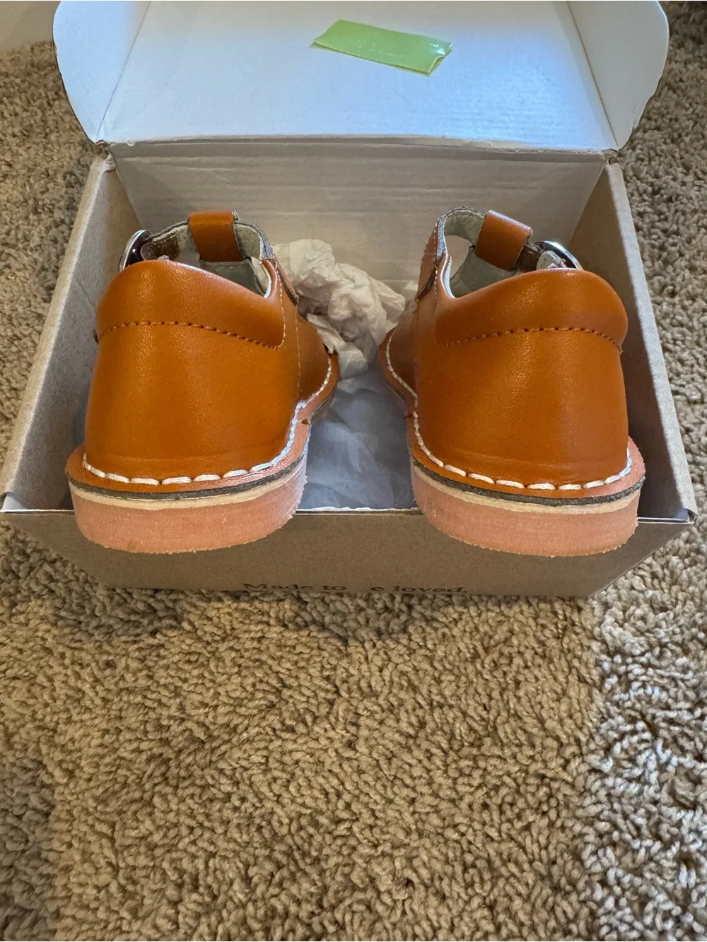 L'Amour Girls Mary Jane Dress Shoes in Cognac Orange